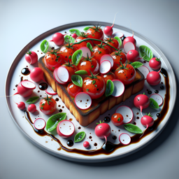 Radieschen-Tomaten-Bruschetta mit Balsamico-Glasur