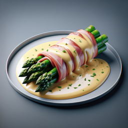 Spargel-Schinken-Röllchen mit Hollandaise-Sauce