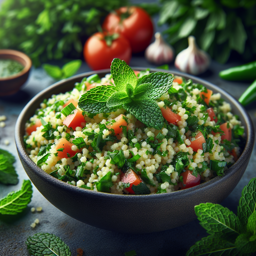 Tabbouleh-Salat mit Petersilie, Minze und Bulgur