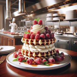 Waffeltorte mit Mascarpone und Himbeeren