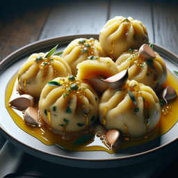 Bärlauch-Erdäpfelknödel mit brauner Butter