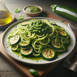 Zucchini-Spaghetti mit Pesto