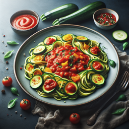 Zucchini-Nudeln mit Tomatensauce