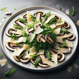 Pilz-Carpaccio mit Rucola und Parmesanspänen