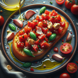 Tomaten-Knoblauch-Bruschetta mit Olivenöl