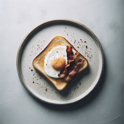 Geröstetes Brot mit Speck und Ei