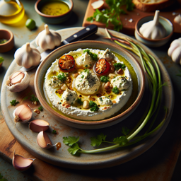 Ziegenkäse-Dip mit geröstetem Knoblauch und Kräutern