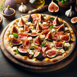 Ziegenkäse-Pizza mit Feigen und Prosciutto