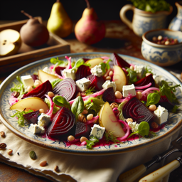 Warmer Rote Beete Salat mit Ziegenkäse und Birnen