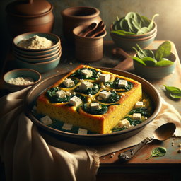 Polenta-Auflauf mit Spinat und Feta