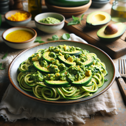 Zucchini-Nudeln mit Avocado-Pesto