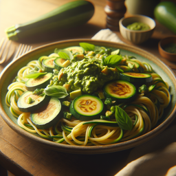 Zucchini-Spaghetti mit Avocado-Pesto